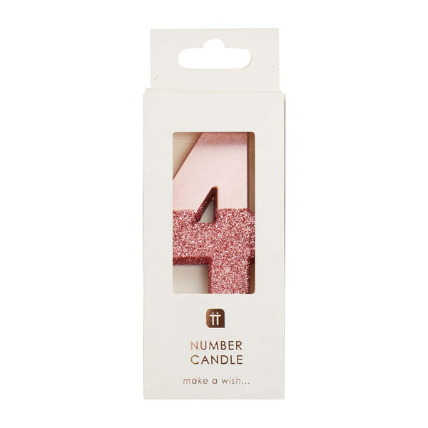 Rose Gold Glitter Number Candle - 4