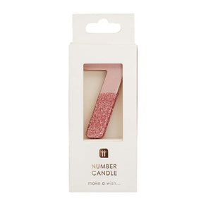 Rose Gold Glitter Number Candle - 7