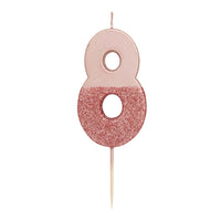 Rose Gold Glitter Number Candle - 8
