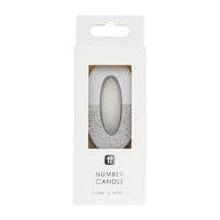 Silver Glitter Number Candle - 0