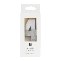 Silver Glitter Number Candle - 4