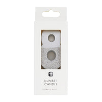 Silver Glitter Number Candle - 8