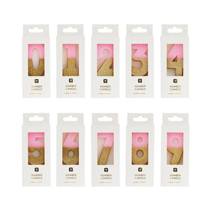 Pink Glitter Number Candles Starter Set - 0-9