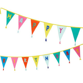 Rainbow 'Happy Birthday' Cotton Fabric Bunting - 3m