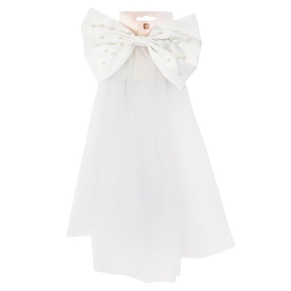 Blossom Girls 'Bride to Be' White Pearl Bow Veil