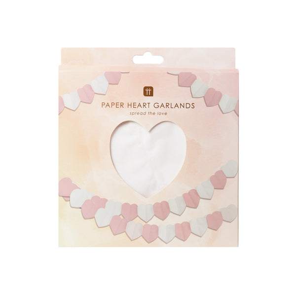 Blossom Girls Pink Paper Heart Garland - 3m, 3 Pack
