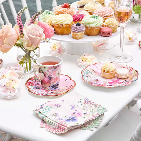 Blossom Girls Floral Cup and Saucer Set - 12 Pack