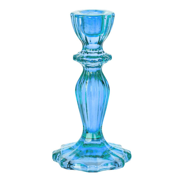 Boho Blue Glass Candle Holder