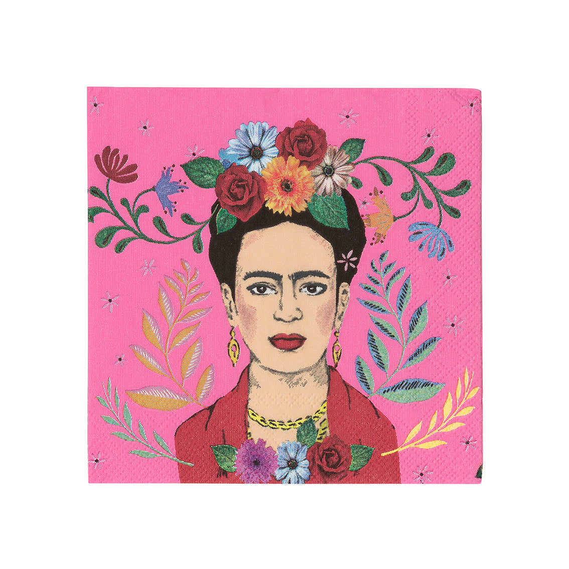 Pink Frida Kahlo Cocktail Paper Napkins - 20 Pack