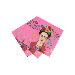 Pink Frida Kahlo Cocktail Paper Napkins - 20 Pack