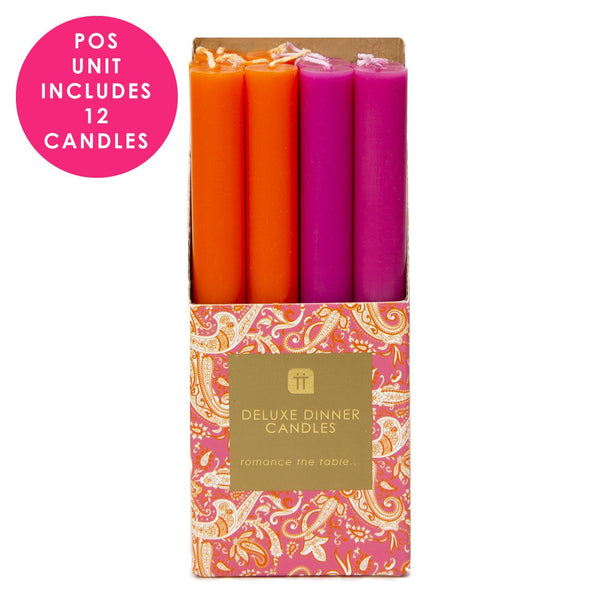 Boho Spice Orange and Pink Dinner Candles