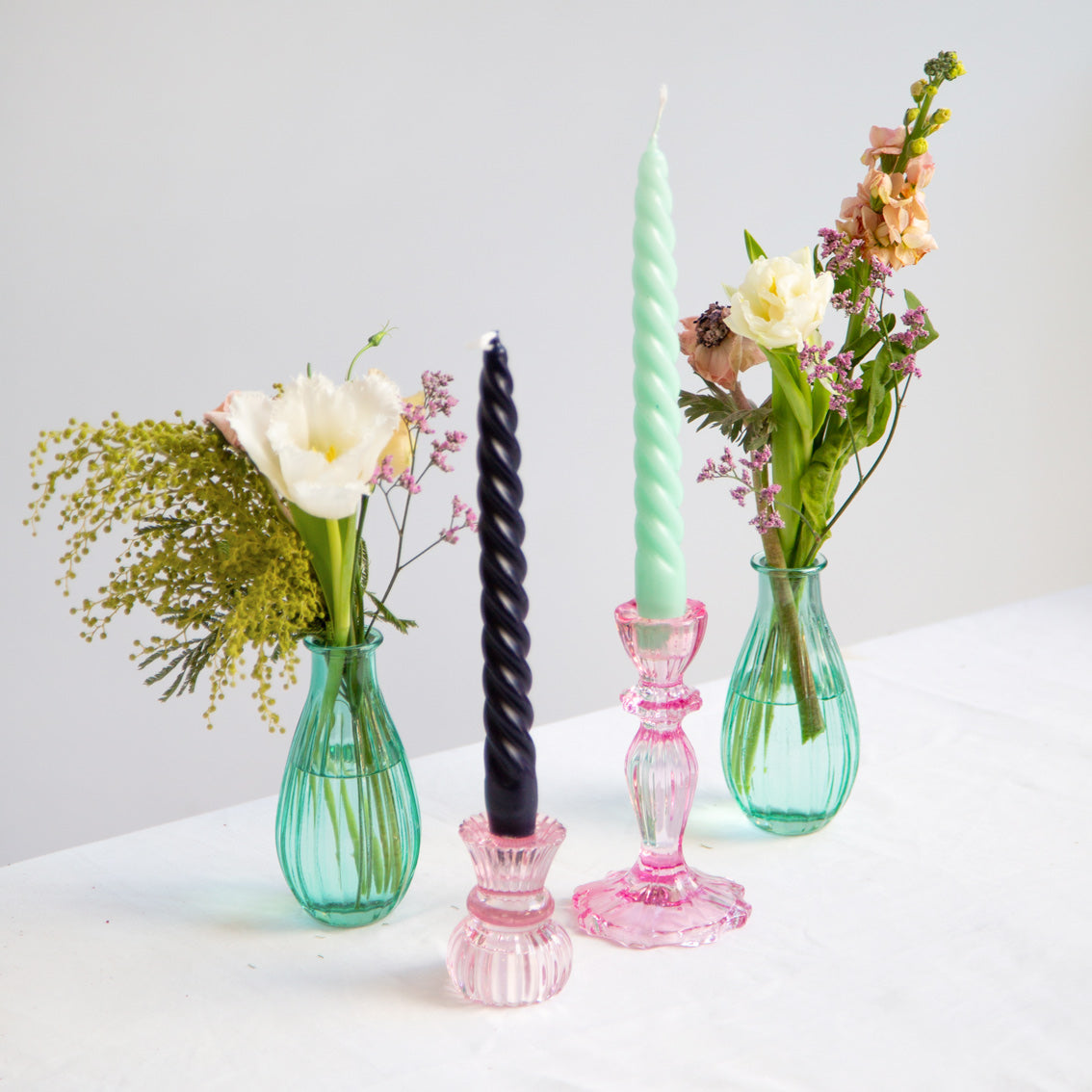 Boho Cool Coloured Spiral Candles - 4 Pack