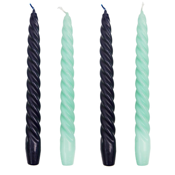 Boho Cool Coloured Spiral Candles - 4 Pack