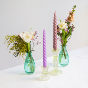 Boho Green Glass Candle Holder