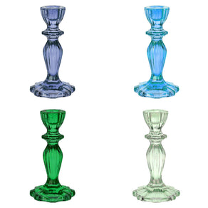 Boho Glass Candle Holder Starter Set, Cool Colours