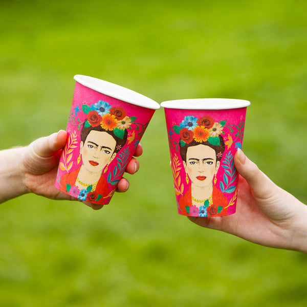 Pink Frida Kahlo Party Cups - 8 Pack