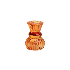 Boho Orange Glass Candle Holder, Sml