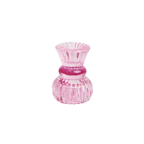 Boho Pink Glass Candle Holder, Sml