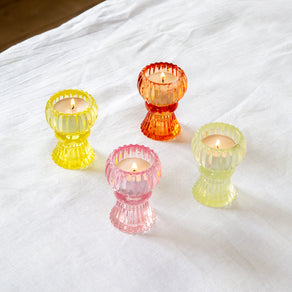 Boho Small Glass Candle Holder Starter Set, Mixed Colours