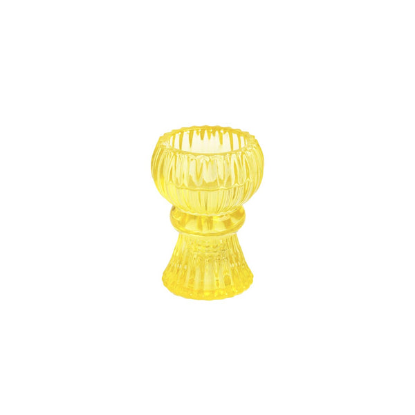 Boho Yellow Glass Candle Holder, Sml