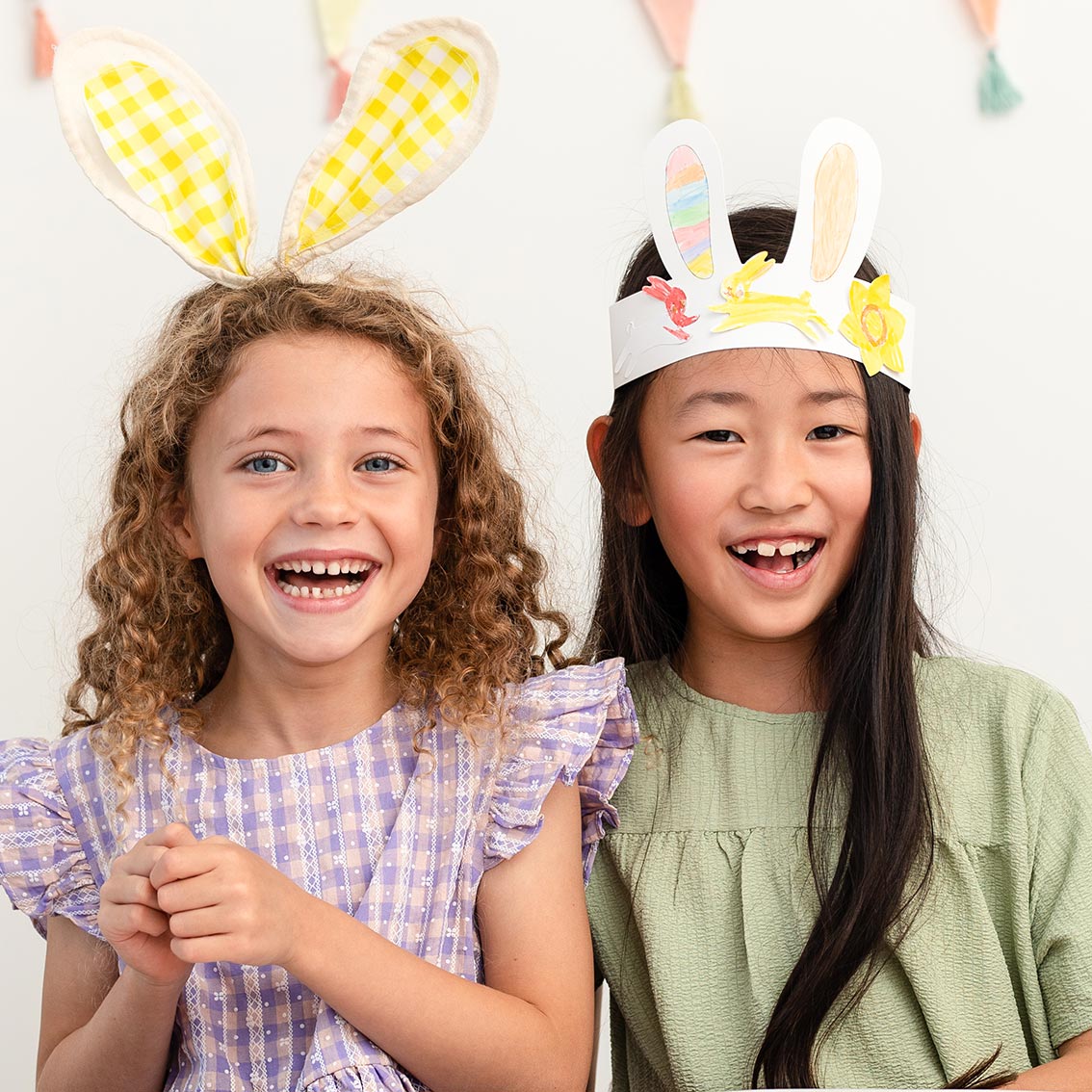 Spring Bunny Ears Yellow Gingham Headband