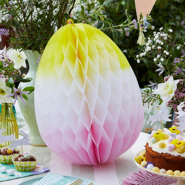 Spring Bunny Hanging Honeycomb Ombre Easter Egg - 40cm