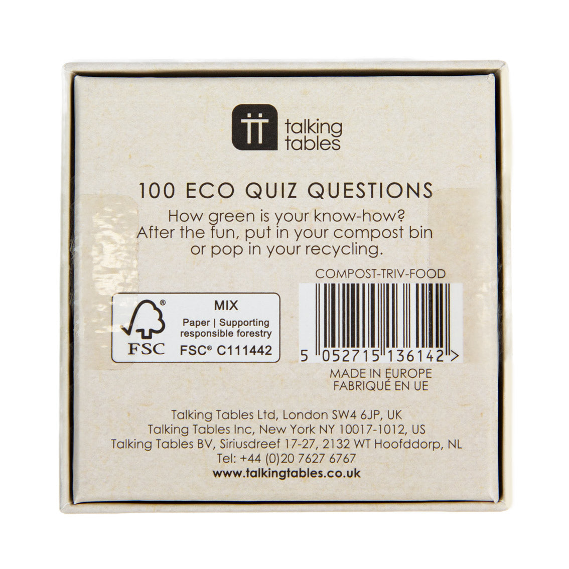 Compostable Food Trivia Game