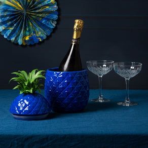 The Emporium Blue Ceramic Pineapple Ice Bucket