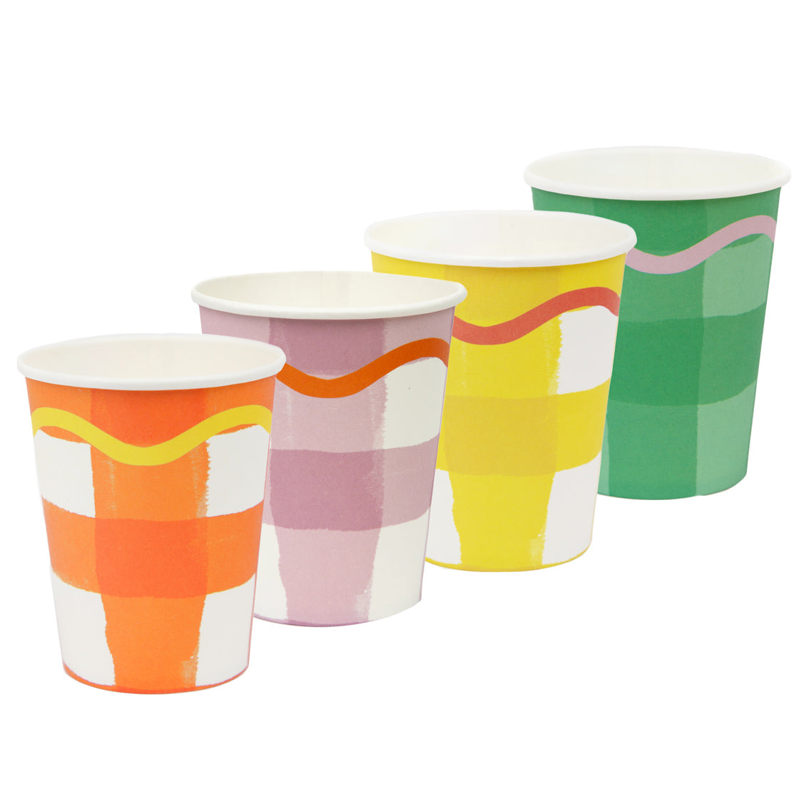 Everyone's Welcome Multi-coloured Gingham Paper Cups - 8 Pack