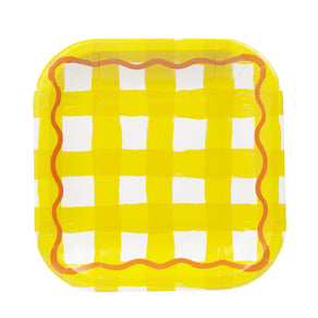 Everyone's Welcome Square Gingham Paper Plates - 12 Pack