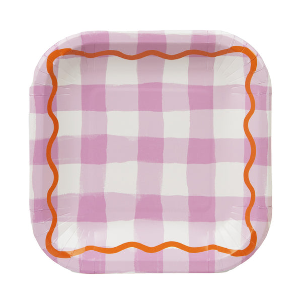 Everyone's Welcome Square Gingham Paper Plates - 12 Pack