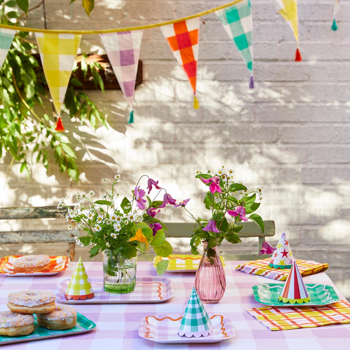 Everyone's Welcome Gingham Cotton Fabric Bunting