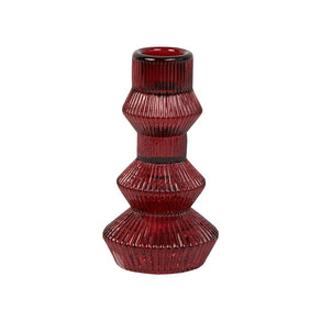 Midnight Forest Burgundy Red Glass Candlestick Holder