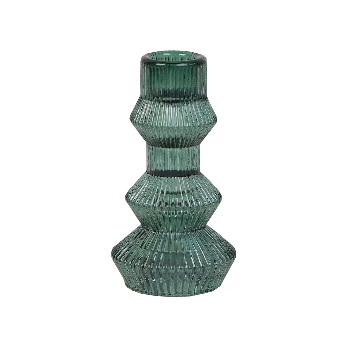 Midnight Forest Sage Green Glass Candlestick Holder