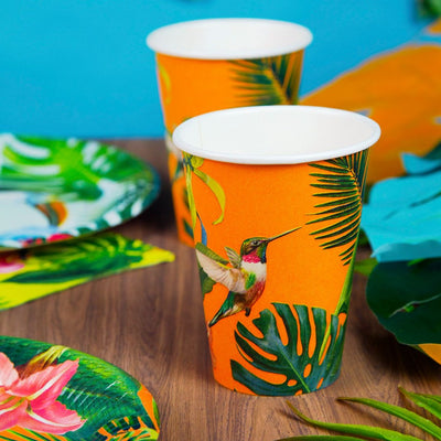 Tropical Palm Large Orange Cups - 8 Pack