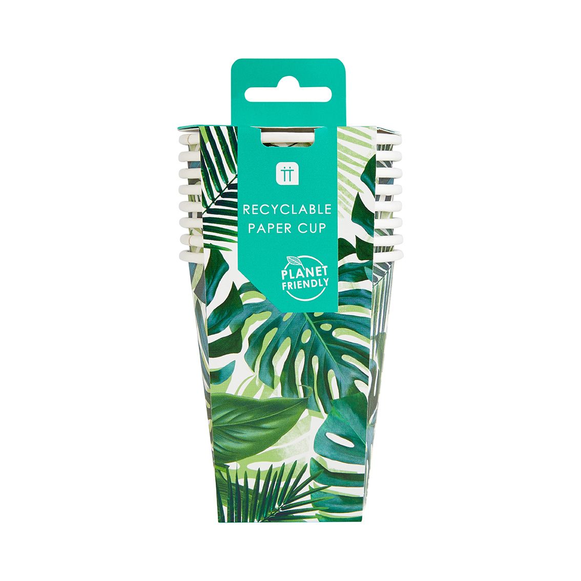 Tropical Fiesta Palm Leaf Paper Cups - 8 Pack