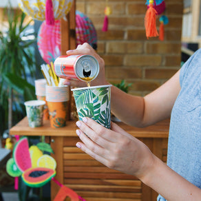 Tropical Fiesta Palm Leaf Paper Cups - 8 Pack