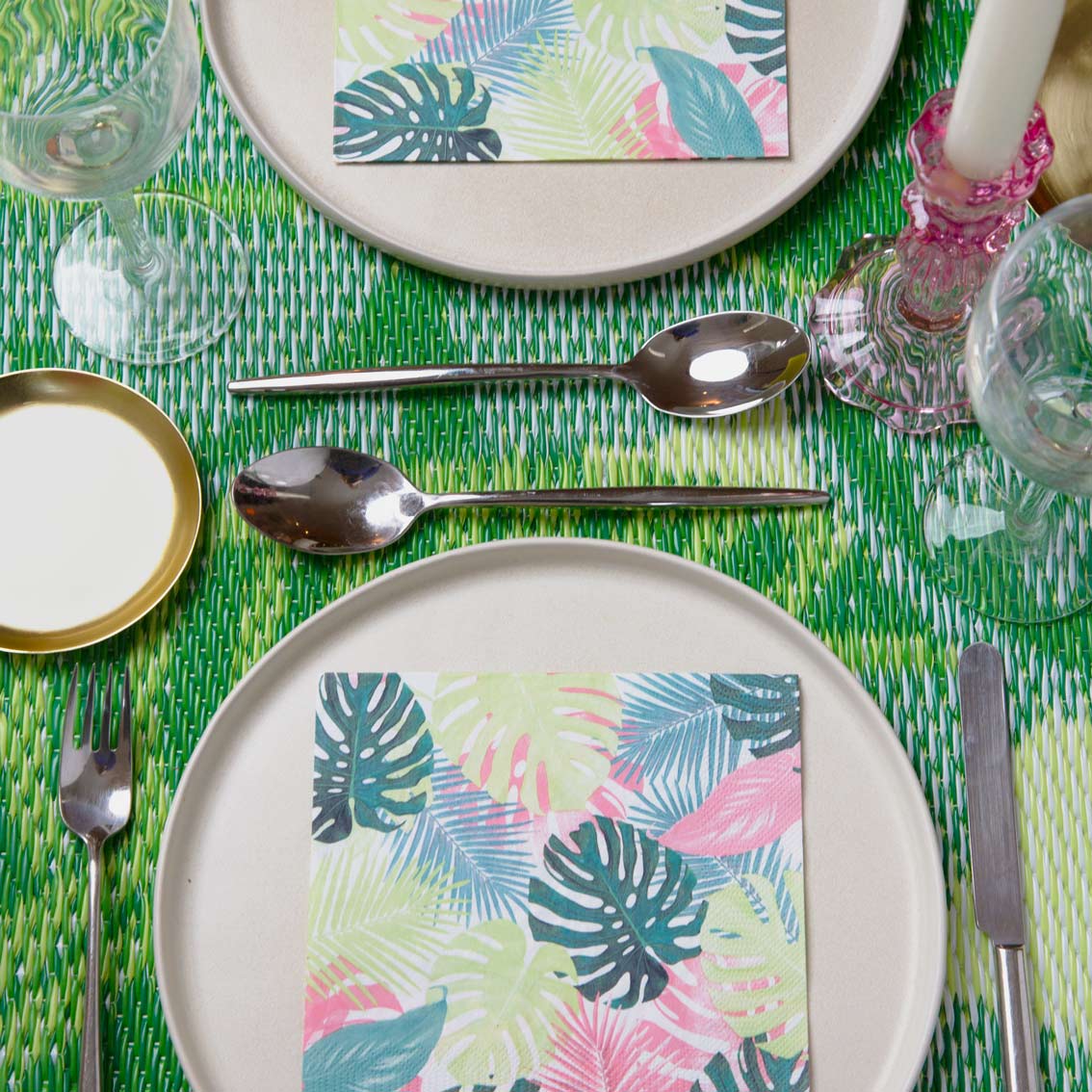 Tropical Palm Pastel Leaf Paper Napkins - 20 Pack