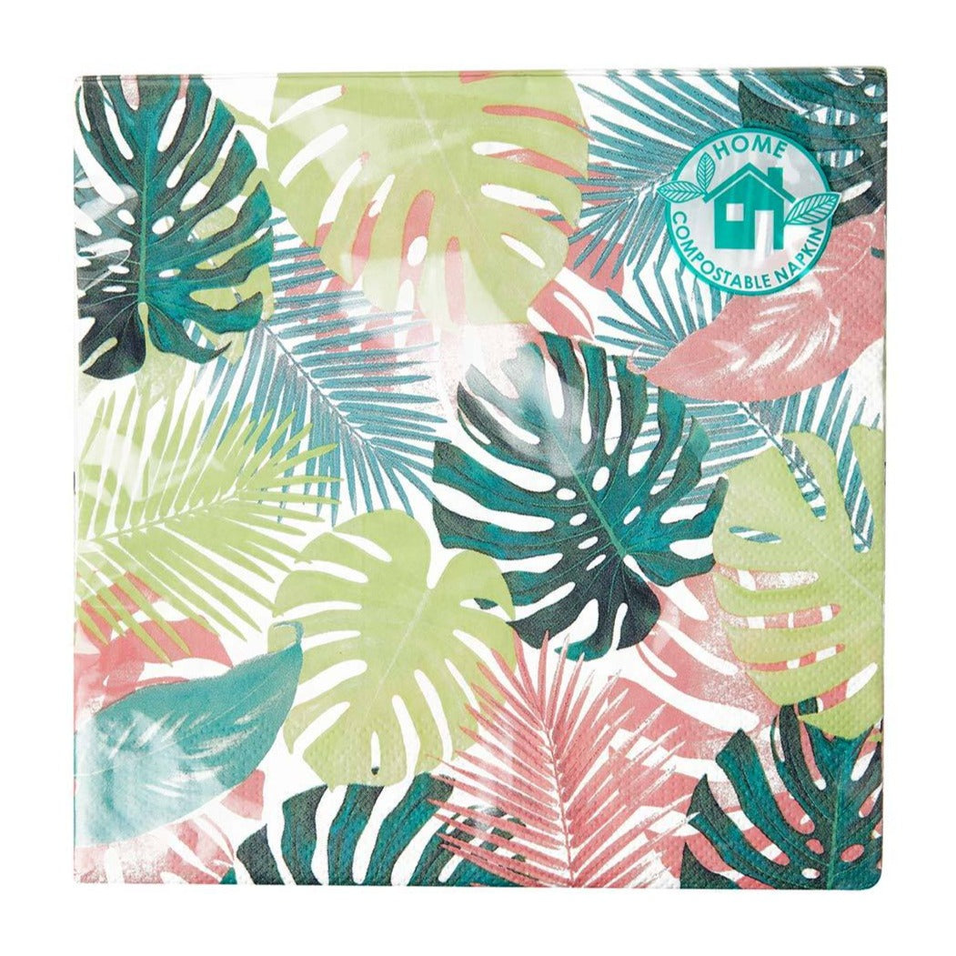 Tropical Palm Pastel Leaf Paper Napkins - 20 Pack