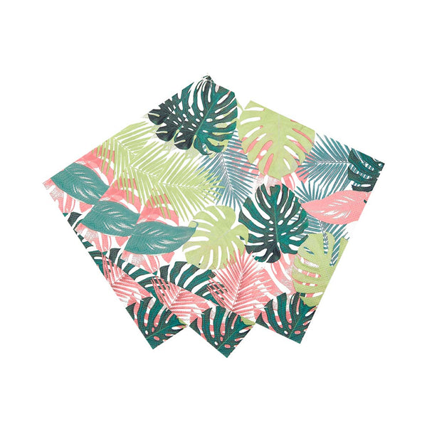 Tropical Palm Pastel Leaf Paper Napkins - 20 Pack