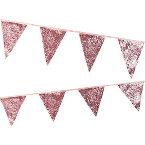 Luxe Pink Glitter Bunting, 3M