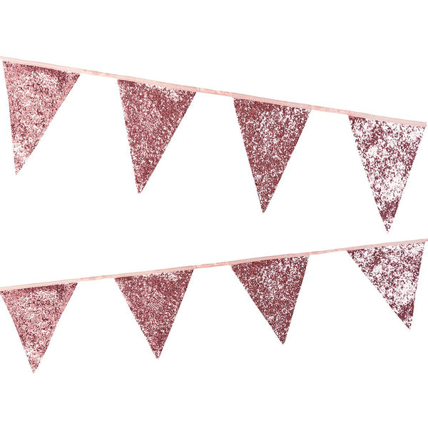 Luxe Pink Glitter Bunting, 3M
