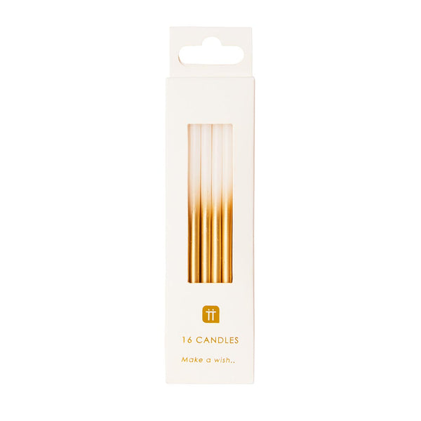 Luxe Gold Ombre Candles, 10cm - 16 Pack