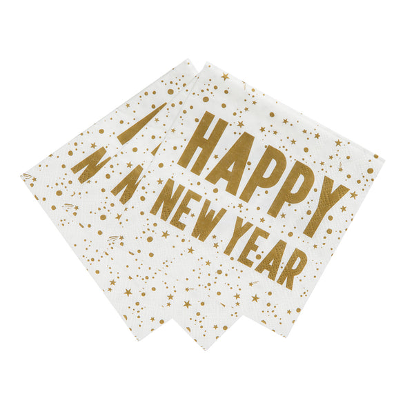 Luxe Happy New Year Cocktail Napkins, 25cm - 20 Pack