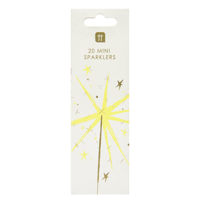 Luxe Yellow Mini Indoor Sparklers - 20 Pack, POS Unit