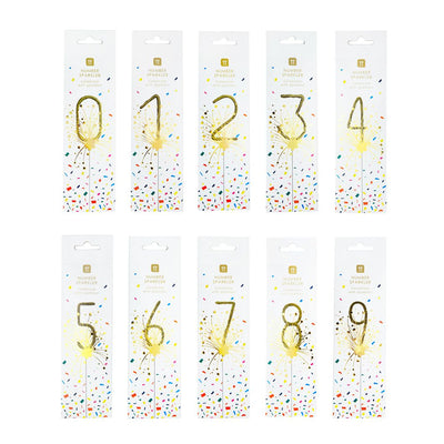 Luxe Gold Number Sparklers Starter Set - Numbers 0-9
