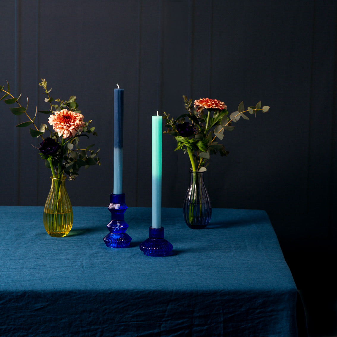 Midnight Forest Cobalt Blue Glass Candle Holder