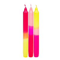 Marble 3 Tone Ombre Pink, Yellow and Orange Dinner Candles - 3 Pack