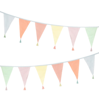 Pastel Cotton Fabric Cotton Bunting, 3m