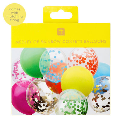 Rainbow Brights Confetti Balloons - 12 Pack
